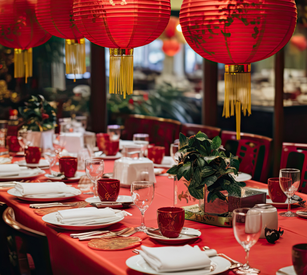 Chinese lanterns and table setting