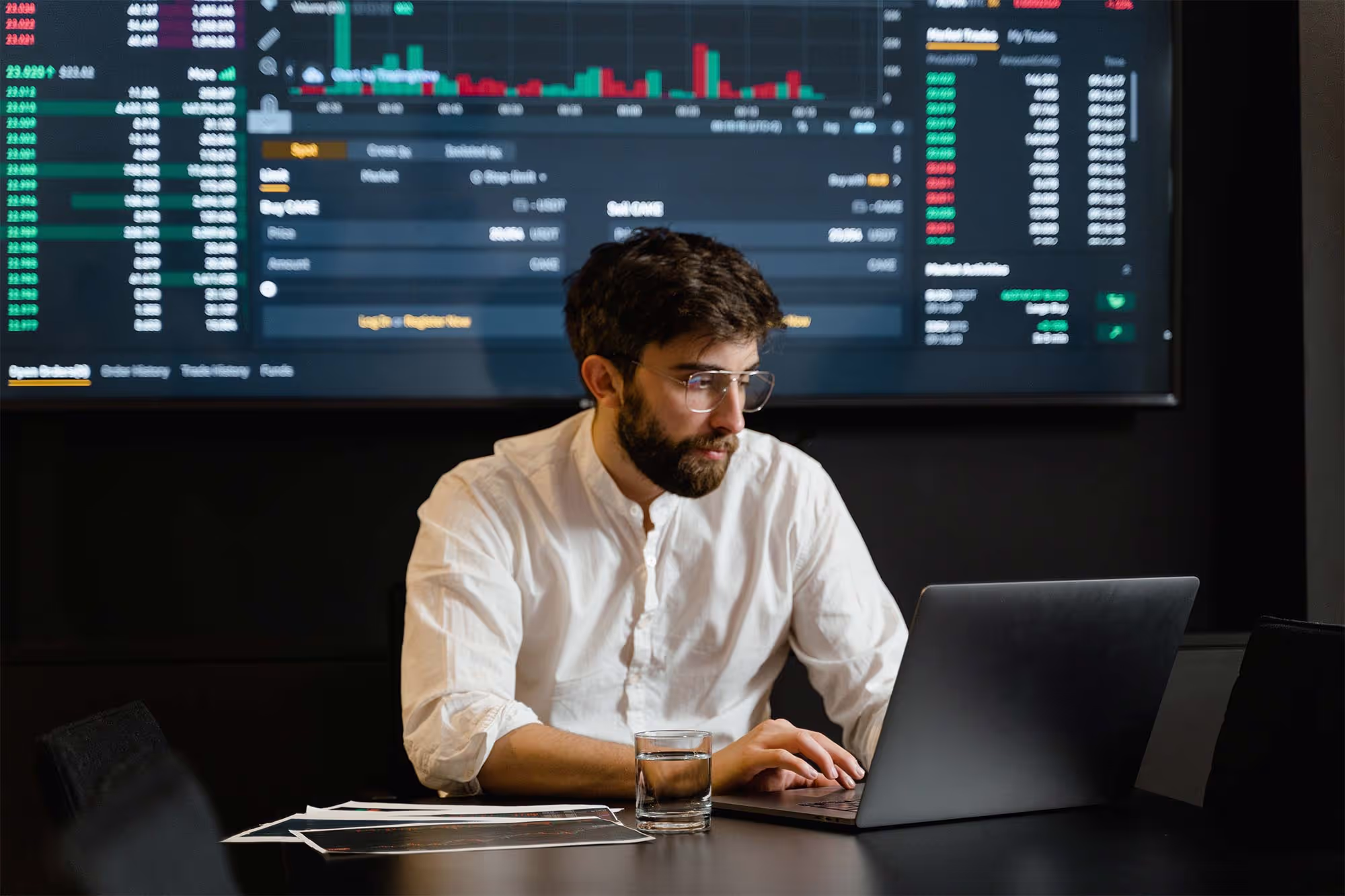 Man analyzing data