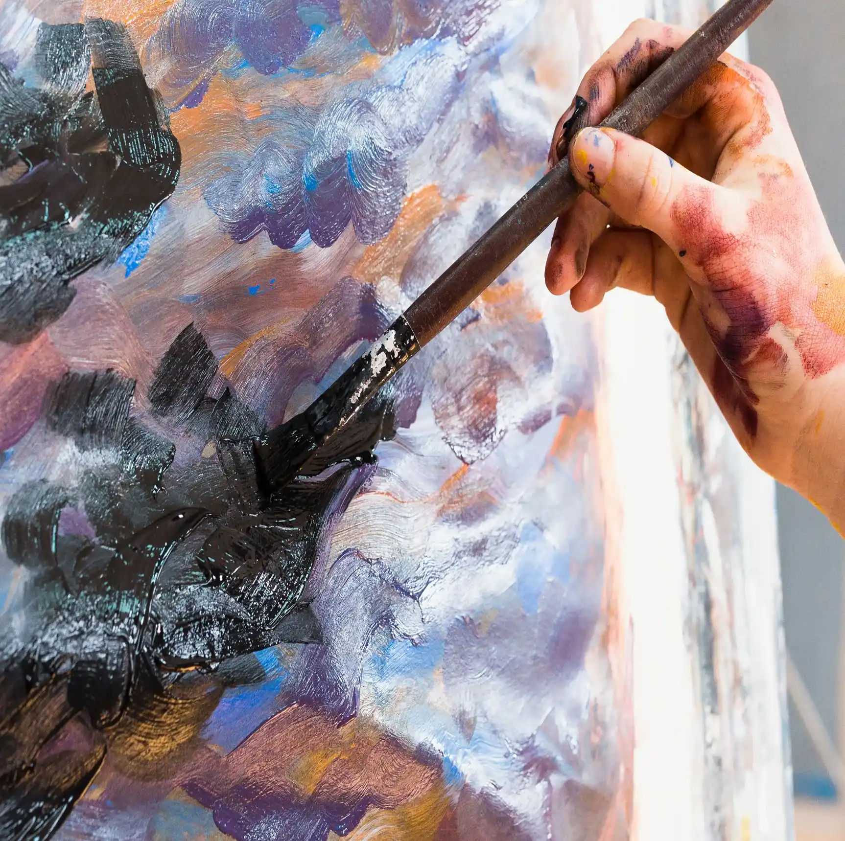 Painting brush on canvas